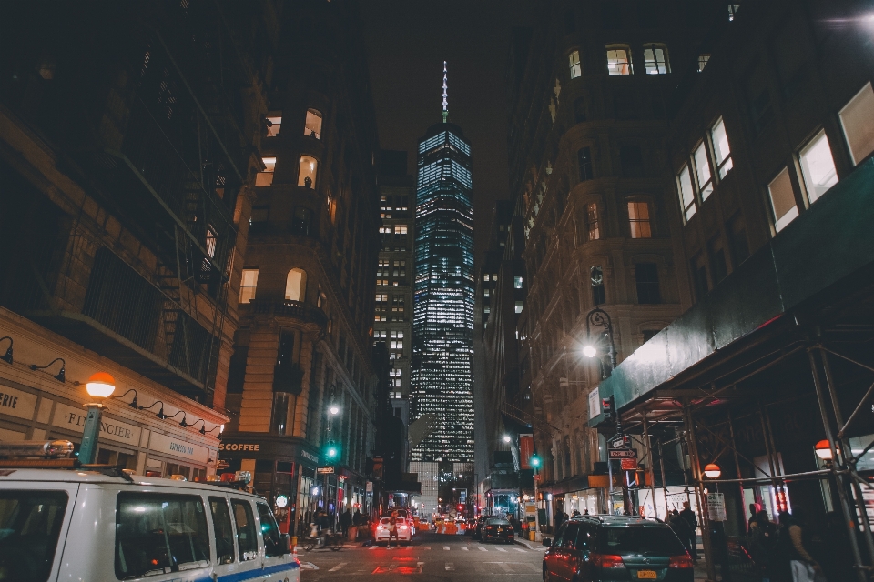 Straße nacht stadt menge