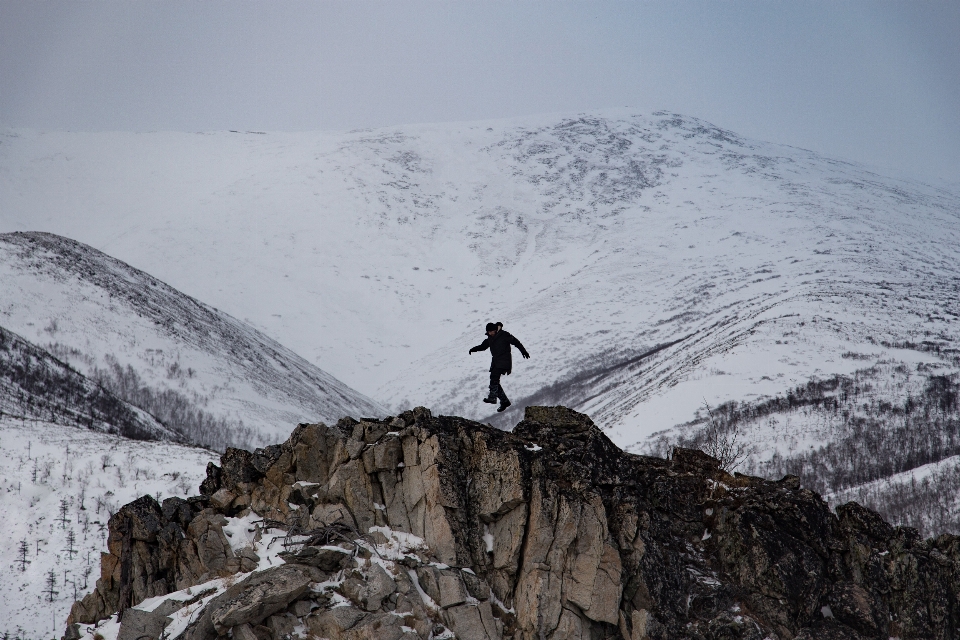 Rock person berg schnee