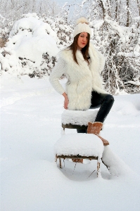 Snow winter girl white Photo