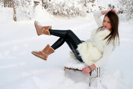 Snow winter girl white Photo