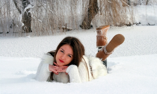 Snow winter girl white Photo