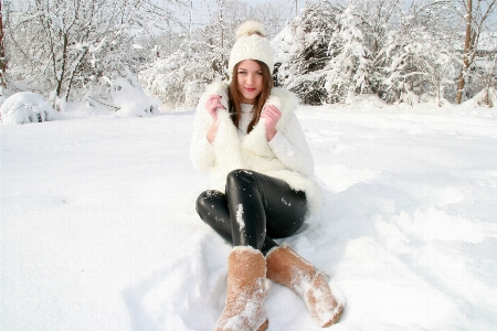 Snow winter girl white Photo