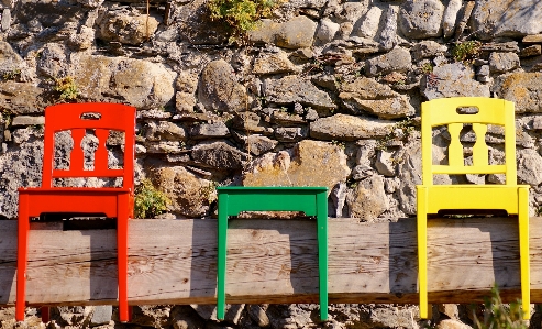 Nature wood bench seat Photo