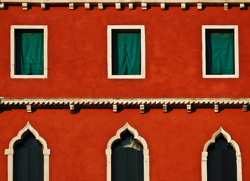 House window wall red