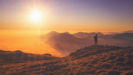 Landscape horizon person mountain Photo