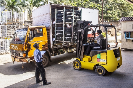 Man asphalt transport truck Photo