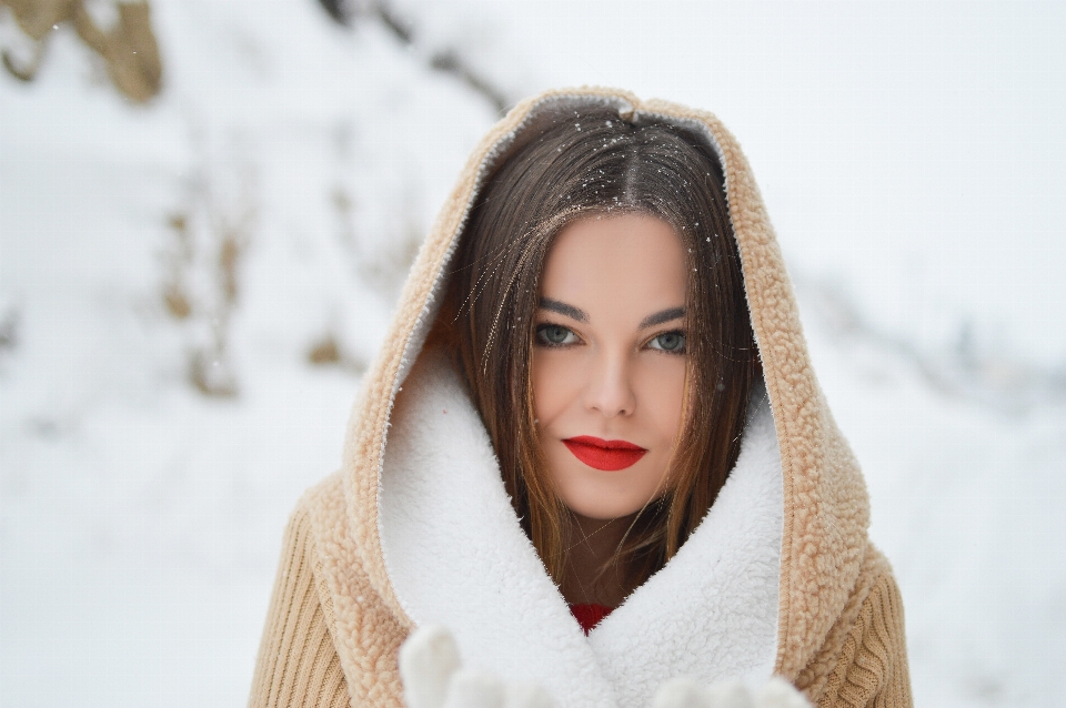 Hand person snow winter