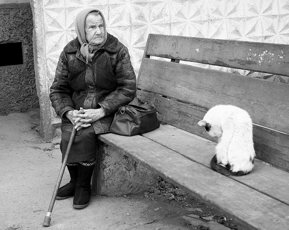 Person black and white street