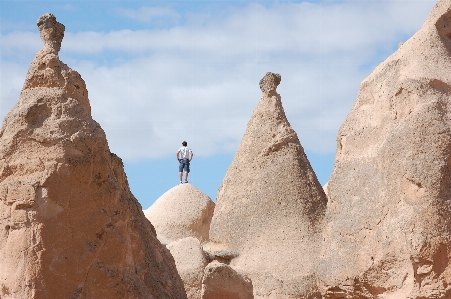 Man landscape sand rock Photo