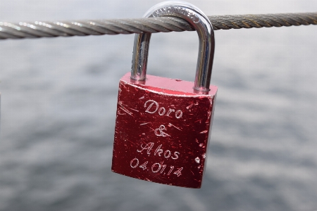 Bridge love red padlock Photo