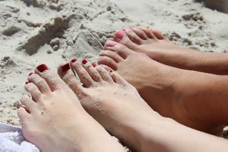 Hand beach sand girl Photo