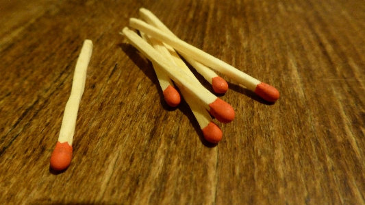 Hand wood red match Photo