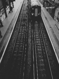 Photo Noir et blanc
 piste chemin de fer rail