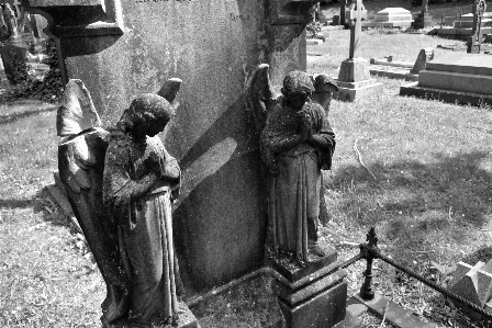 Black and white old spooky stone Photo