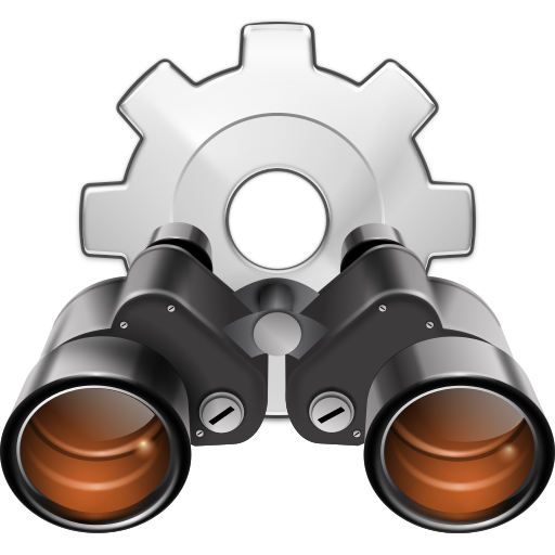 Cogwheel, binoculars, search, find