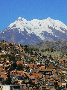 風景 山 雪 街 写真