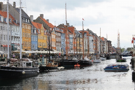 Sea boat skyline town Photo