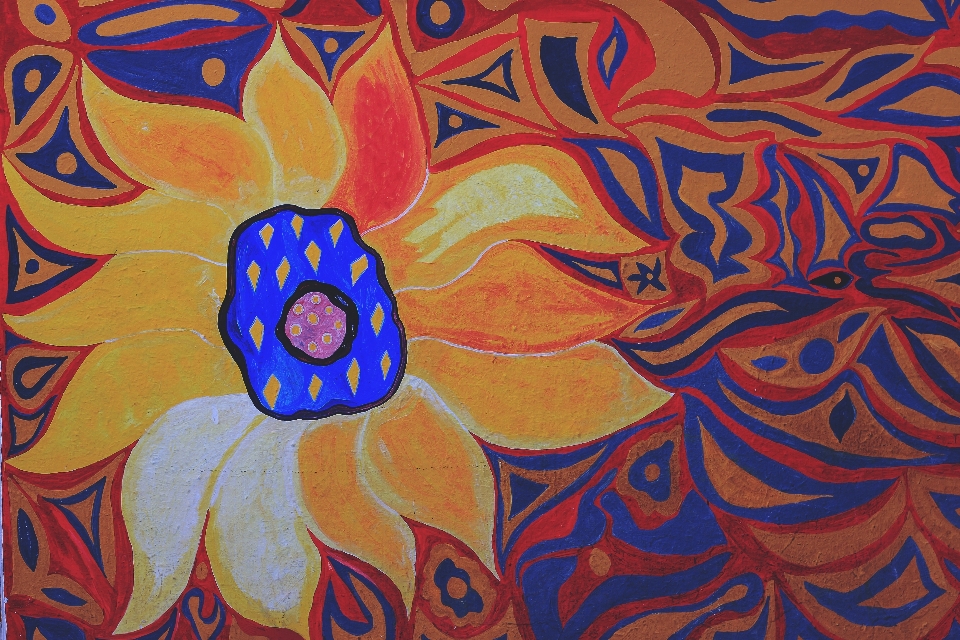 Flower pattern circle painting