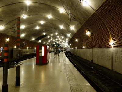 Railway night tube tunnel Photo