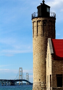 Sea coast lighthouse bridge Photo