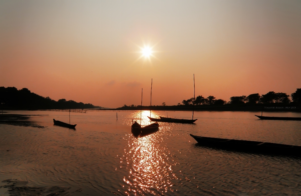 Landscape sea horizon sun