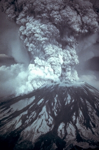 Mountain snow black and white smoke Photo