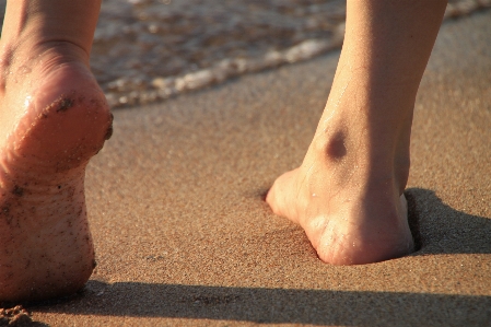 Hand beach sea water Photo