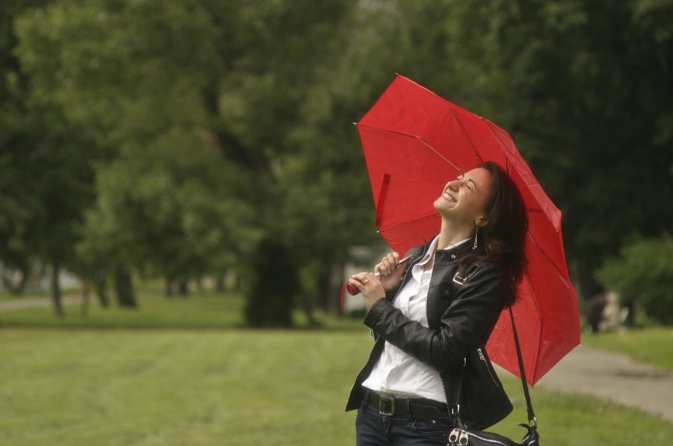 Girl umbrella park sports