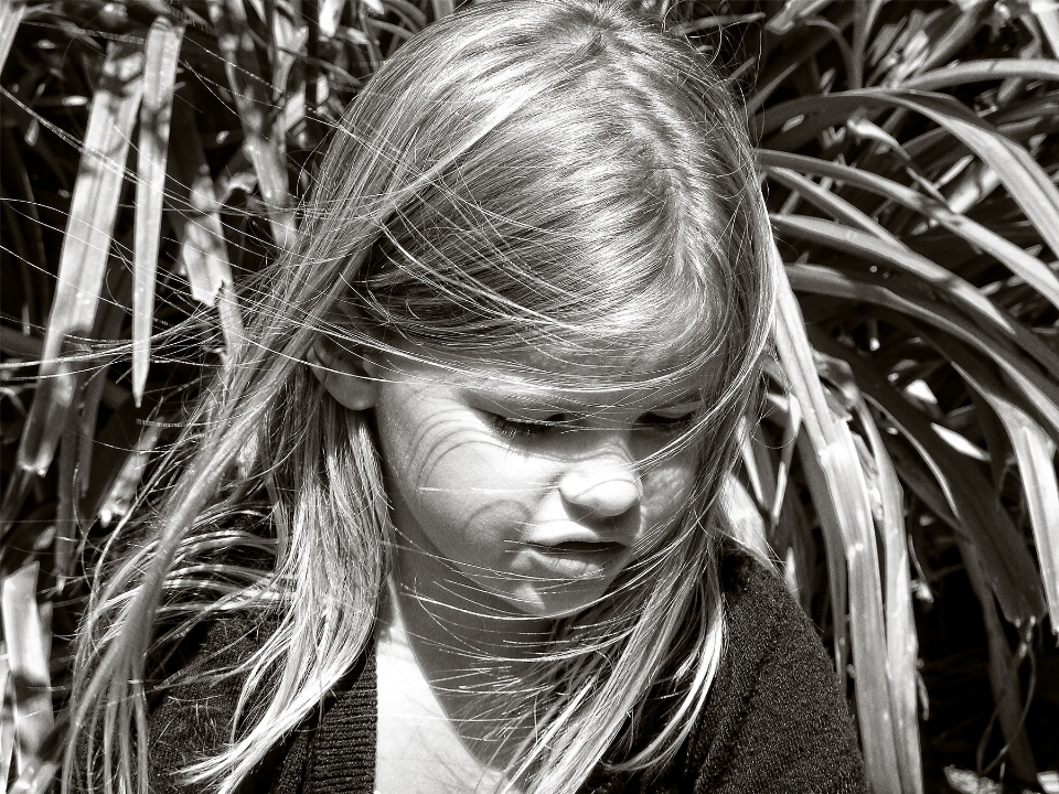 Person black and white girl hair