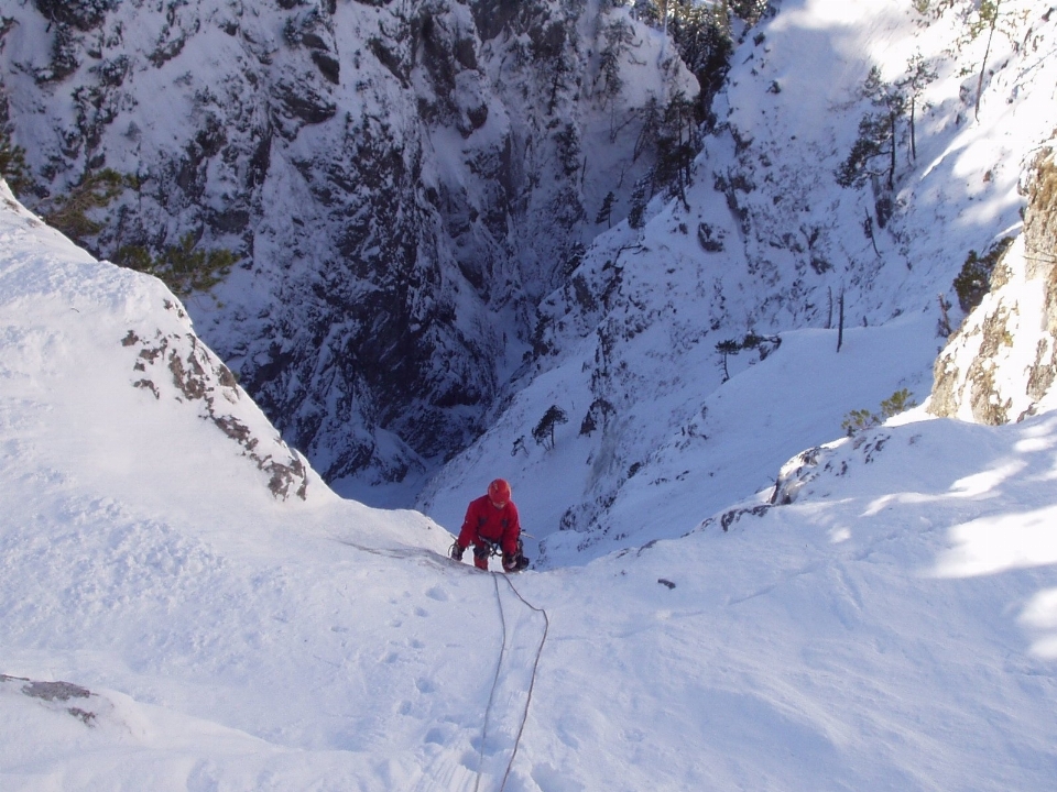 Waterfall mountain snow cold