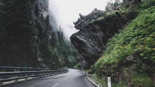 Landscape waterfall mountain fog Photo