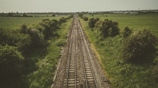 Photo Paysage herbe piste chemin de fer