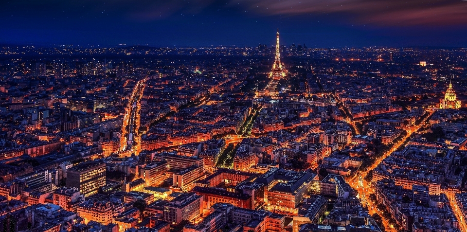 Horizonte noche ciudad torre eiffel