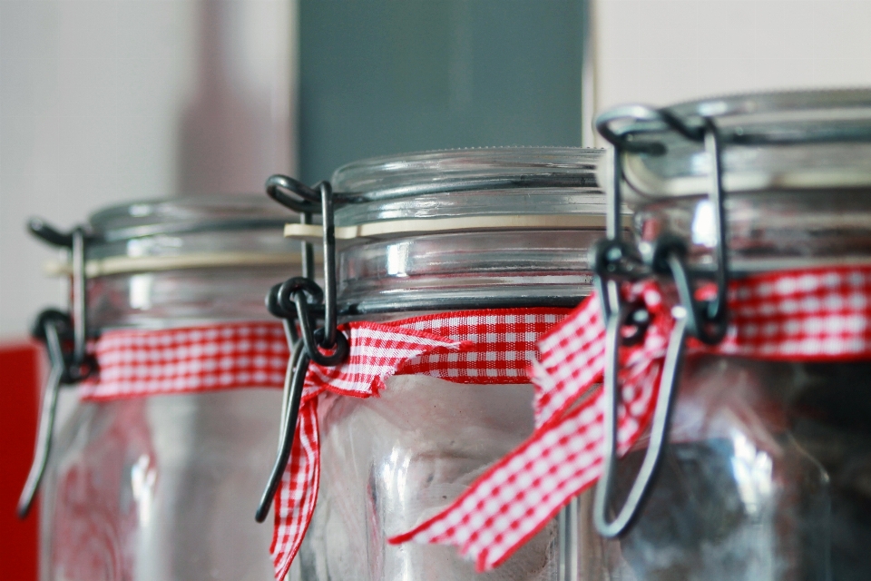 Close up container glass jars