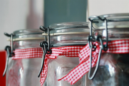 Close up container glass jars Photo