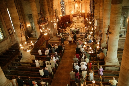 Architecture candles cathedral chandeliers Photo