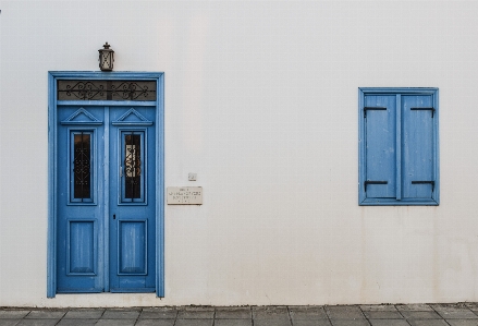 Door window wooden blue Photo