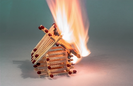 Fire matchstick house burning of matchsticks Photo