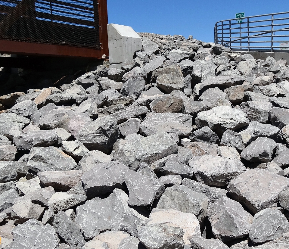 Rock rubble road surface wall