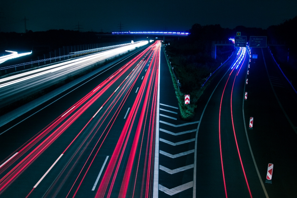 Traffic lights highway night