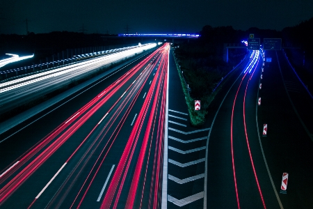 Traffic lights highway night Photo