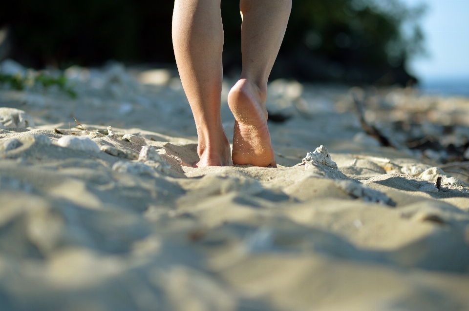 Hand beach sea water