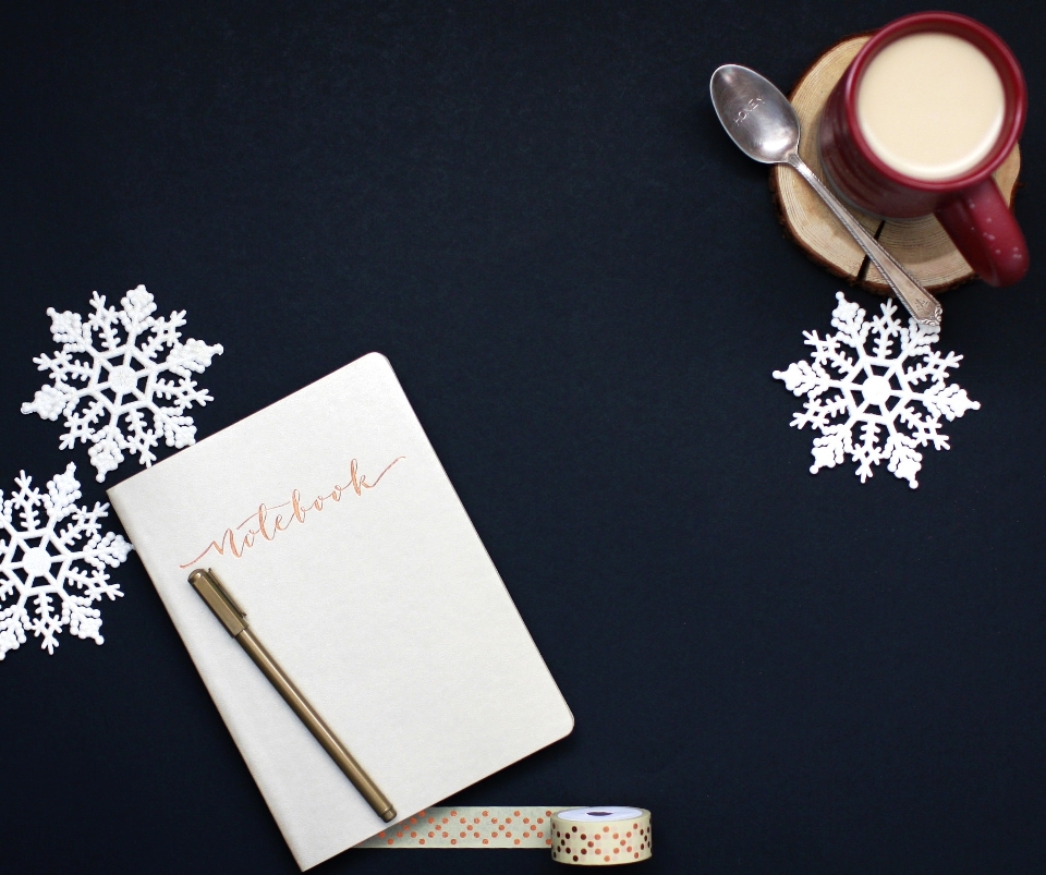 Desk notebook winter coffee