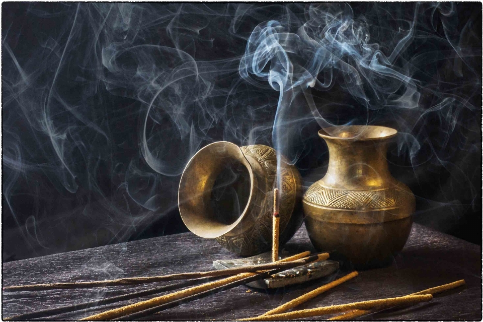 Smoke still life incense painting