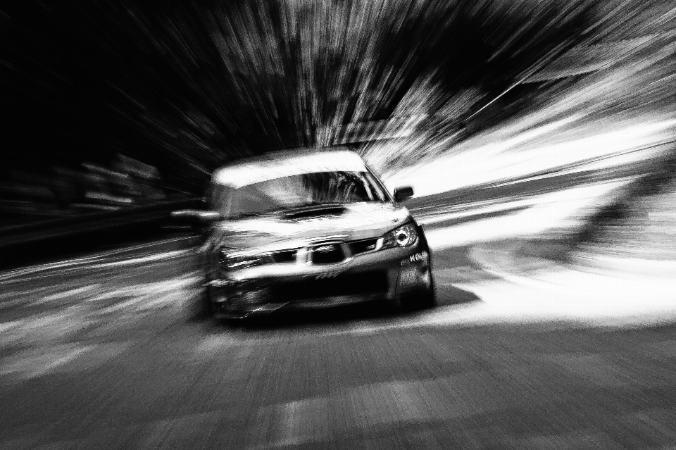 Blur black and white sport car