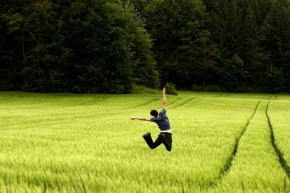 Homme nature forêt herbe