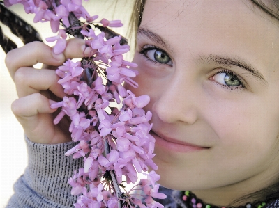 Girl flower purple portrait Photo