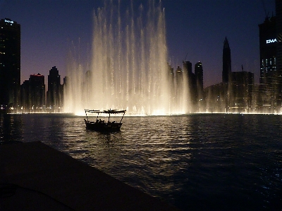 Water boat skyline night Photo