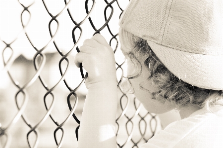 Black and white kid waiting Photo