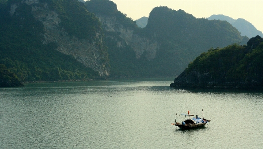 Sea coast mountain boat Photo